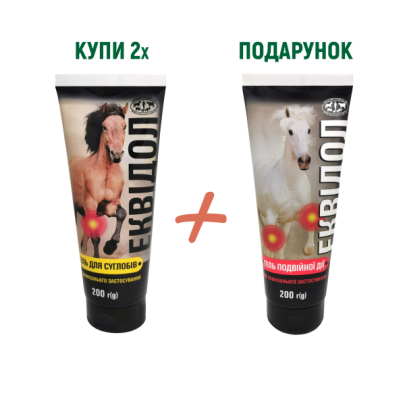 НАБОР ЭКВИДОЛ гель для суставов с мелоксикамом 200 г 2 шт. + ЭКВИДОЛ гель двойного действия 200 г 1, фото 1