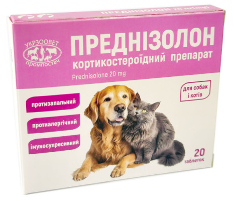 ПРЕДНІЗОЛОН - кортикостероїдний препарат, 20 мг, 20 табл.